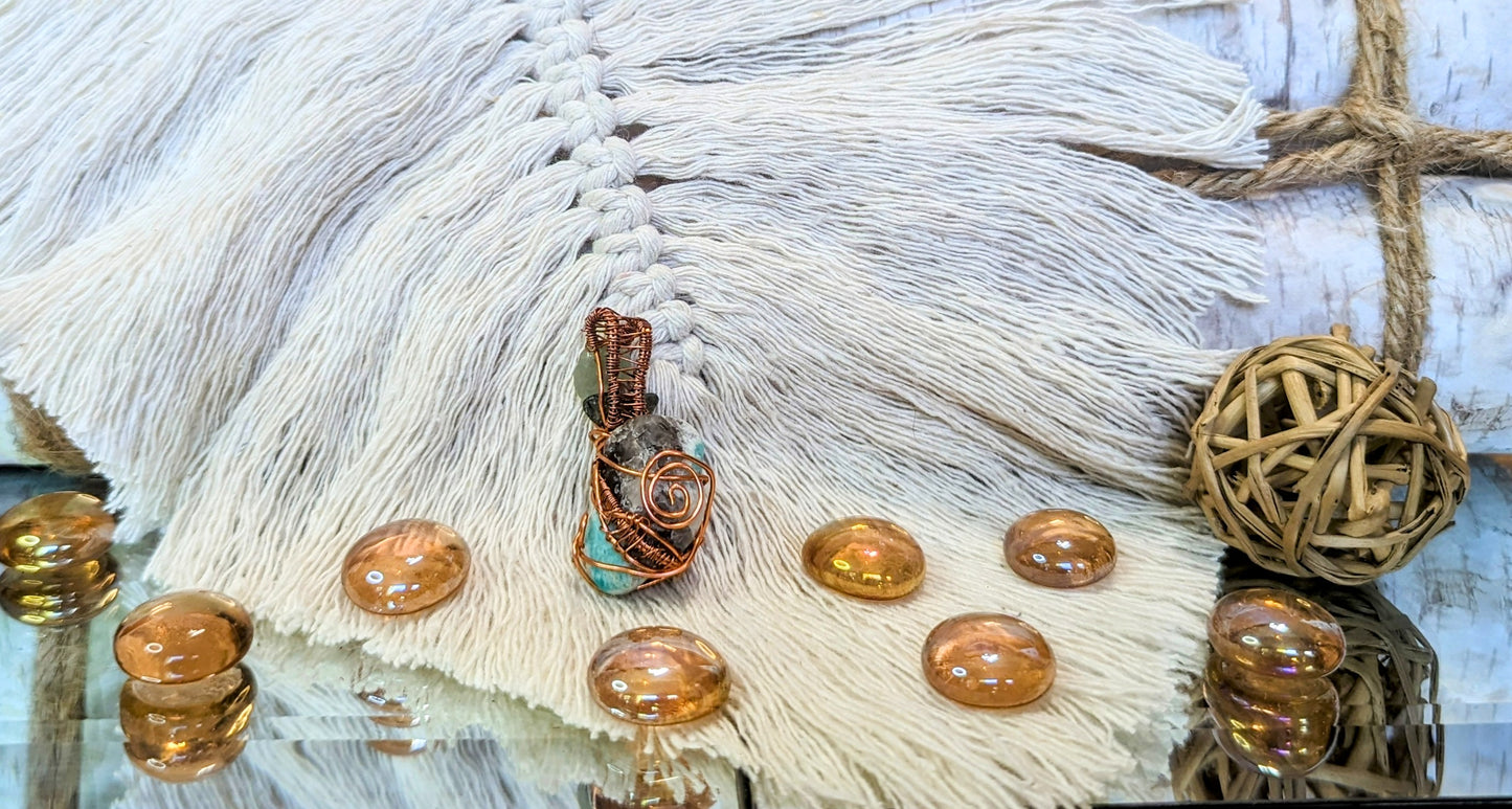 Smokey Quartz & Aventurine Fusion Pendant