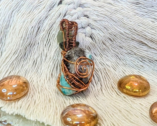 Smokey Quartz & Aventurine Fusion Pendant