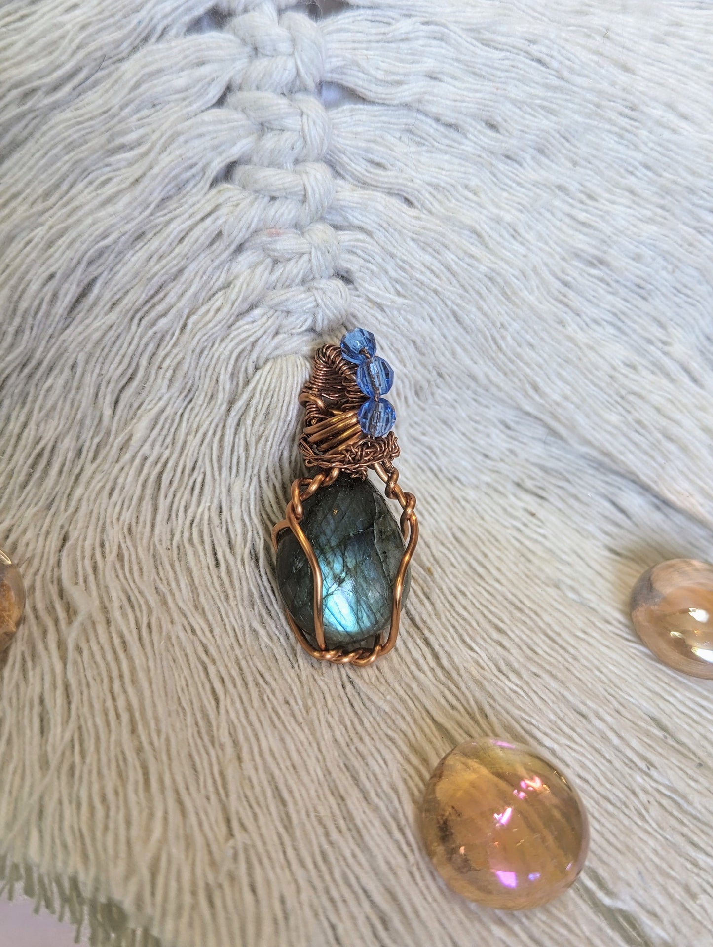 Compact Labradorite Charm Necklace