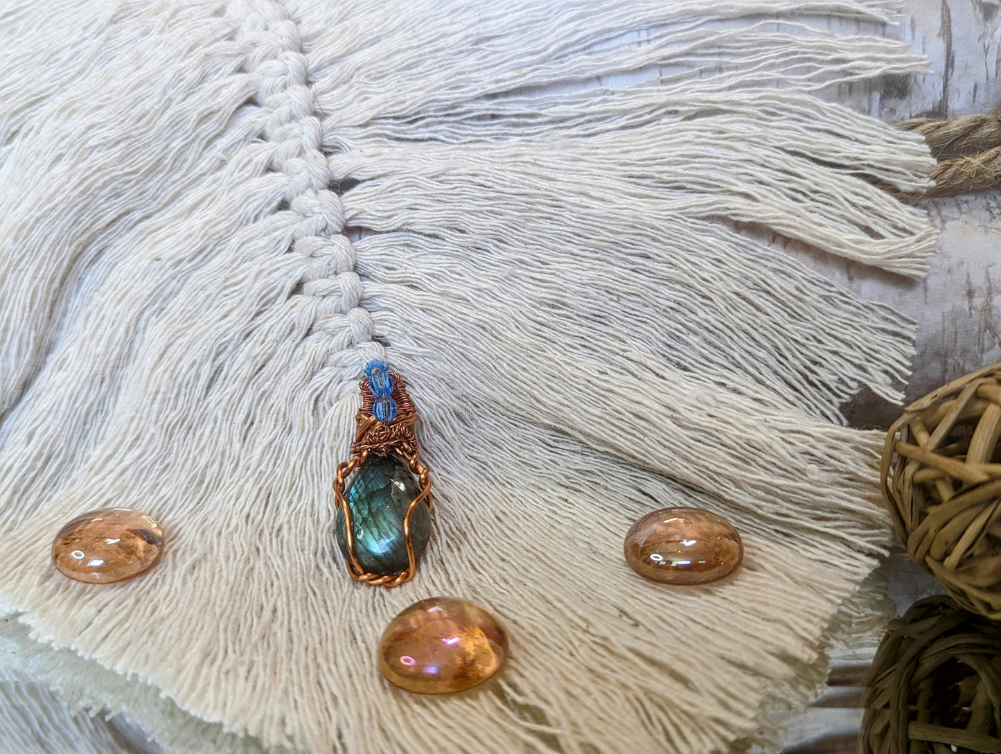 Compact Labradorite Charm Necklace