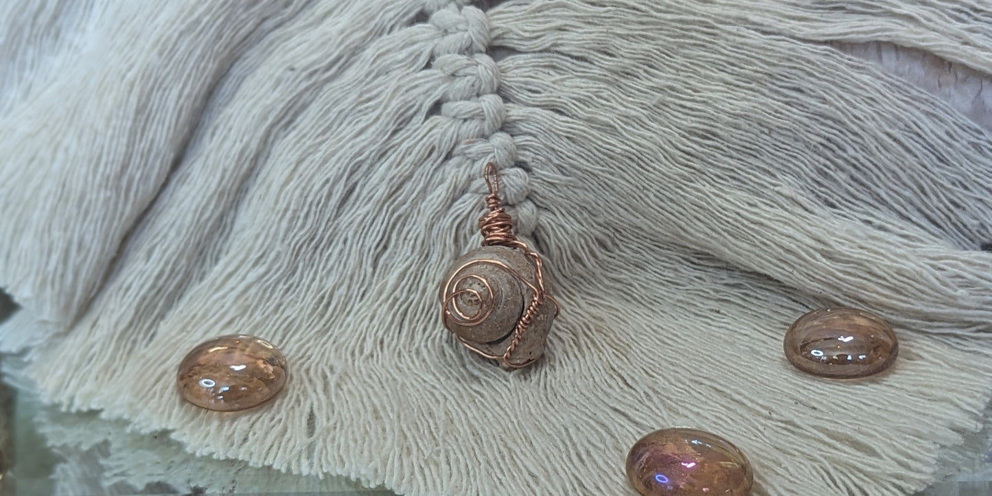 Ancient Whispers, Fossilized Sea Shell Pendants